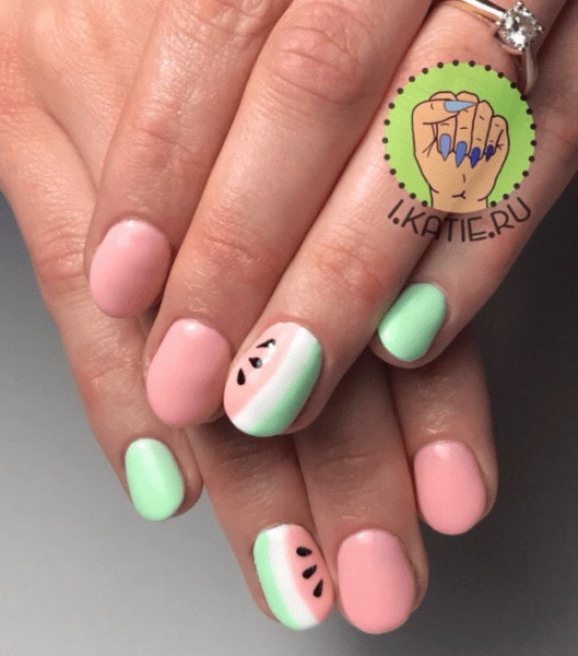 Watermelon nails by Katie Ru