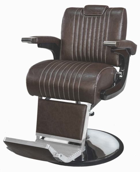 Salon Services Hampstead Barbers Chair Chocolate Brown Side