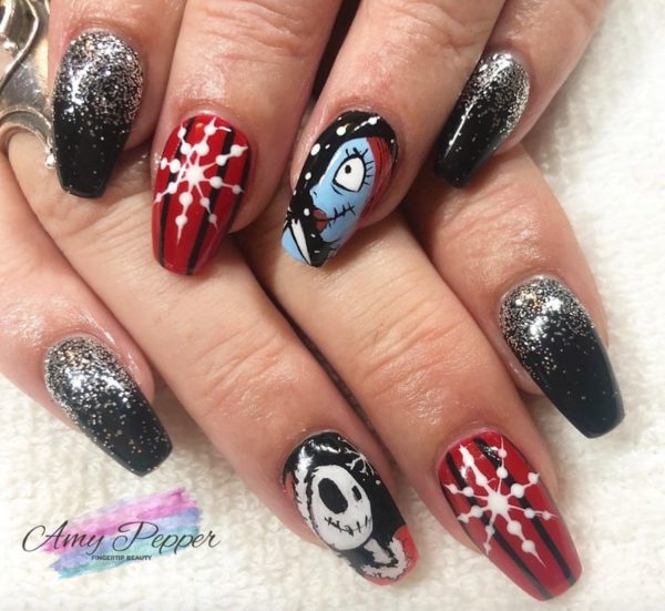Jack and Sally nails by Amy Pepper