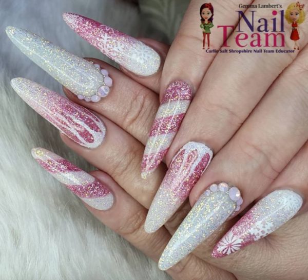 Glitzy pink nails by Carlie Salt