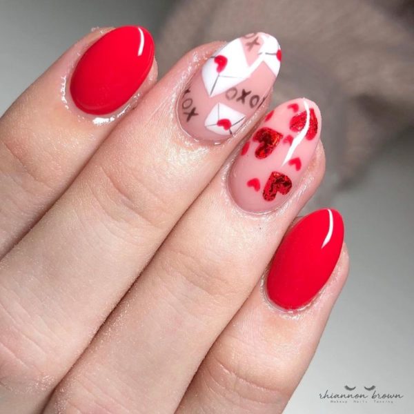 Signed, sealed, delivered! Sweetheart nail styling courtesy of Rhi Brown