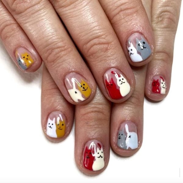 @heysugarservices created these cute cat nails