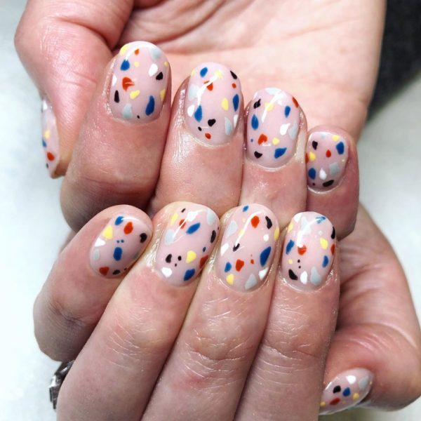 Laura Sims created this terrazzo inspired nail look