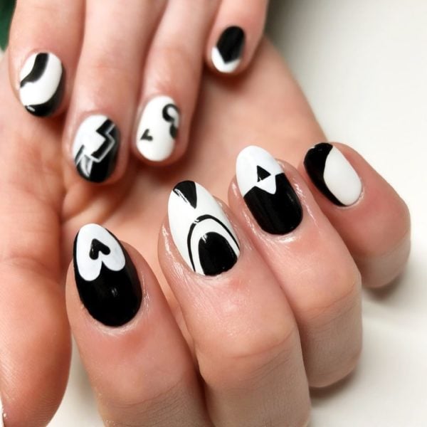 This bold monochrome look comes from Lauren at Notorious Nails