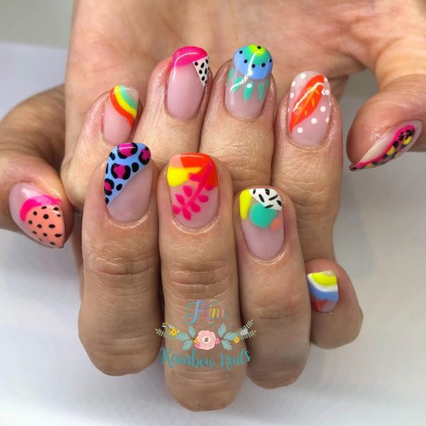 @kimrainbownails combine bright colours to create this bold look