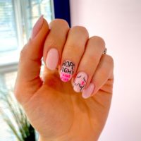 Breast cancer awareness nails step 6