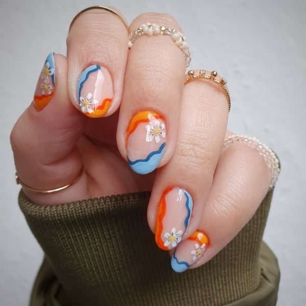 anna lena pickel retro nails orange blue white