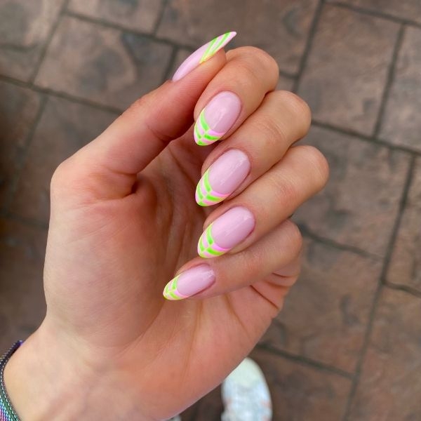 neon french nails