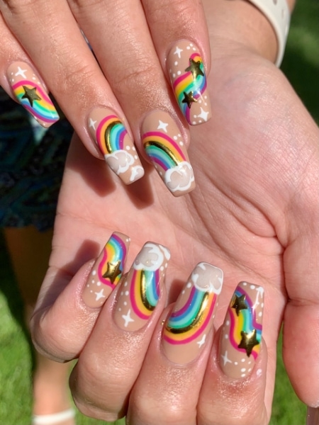 aubrey cycenas rainbow nails
