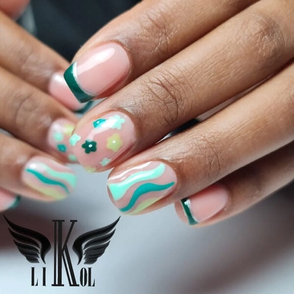 margaritasnailz on Instagram: “ @vetro_usa ✨✨#coffinnails #gelnails  #MargaritasNailz #springnails #vetrogel #te… | Nail art summer, Green nails,  Green nail designs