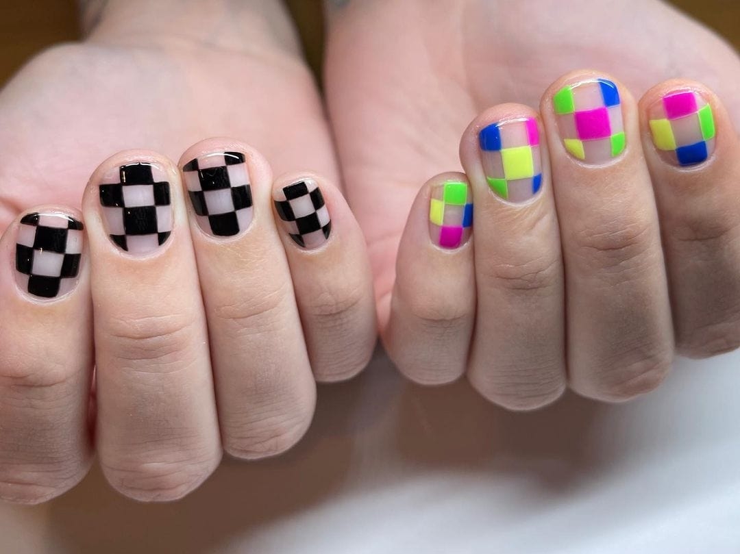 53 Checkered Nail Design Ideas for 2023 - Nerd About Town