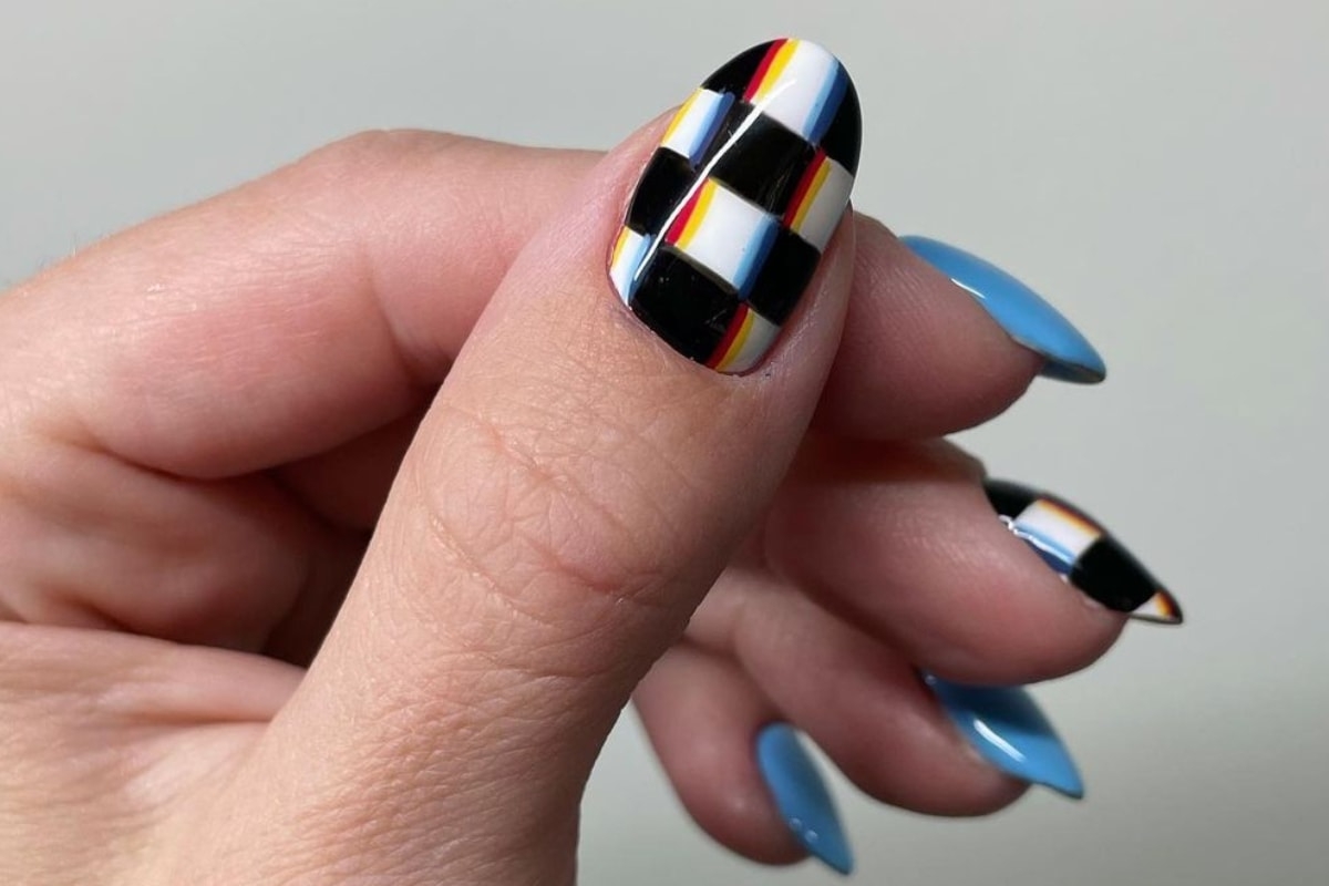 Rainbow Checkered Nails by thatcoldmask on DeviantArt