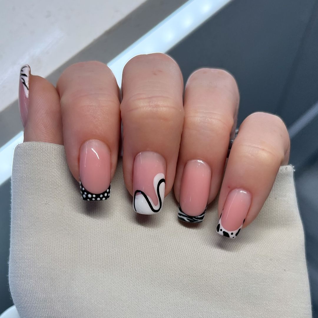 Karissma - Another day another nail design ❣️❣️ #classy #french #black # white #sharp #natrualnailoverlay #gel #polybuild #classic #nails #design |  Facebook