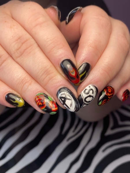 Rosie Leek Of Nice Girl Nails black And Red Roses Grungy Nails
