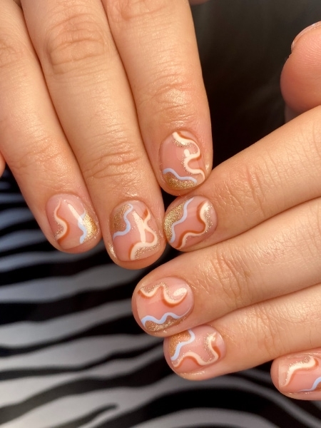Rosie Leek Of Nice Girl Nails squiggle Swirl Nails