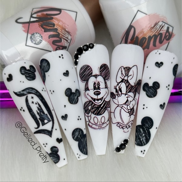 Carla Brannan Gelled Pretty Mickey Sketch Nails
