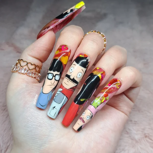 A Bob's Burgers nail design by Emma Laverton.