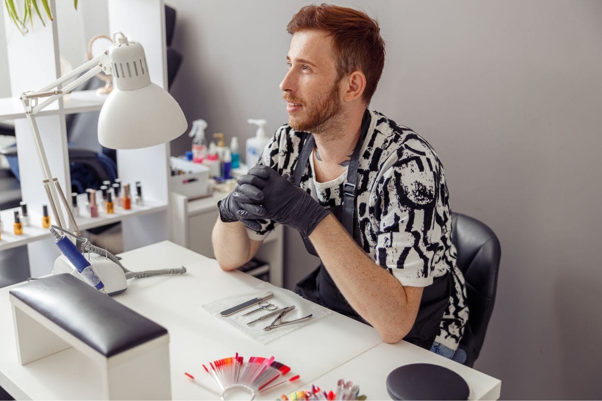 Nail Technician At Desk