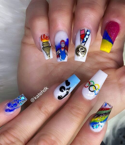 @katehdk took inspiration from USA water poloist, Amanda Longan, for these nails.