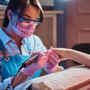 Nail Technician With E File Nail Desk