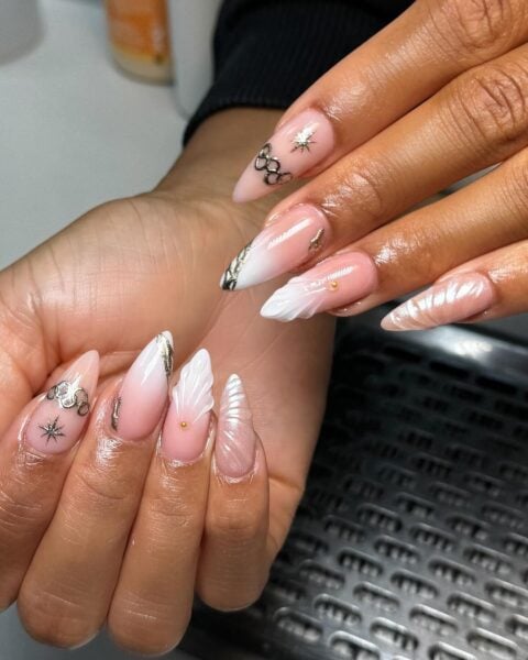 @pnbeauty_nails merged shell and Olympic styling for Team GB sprinter, Imani-Lara Lansiquot's nail enhancements for the summer Games.