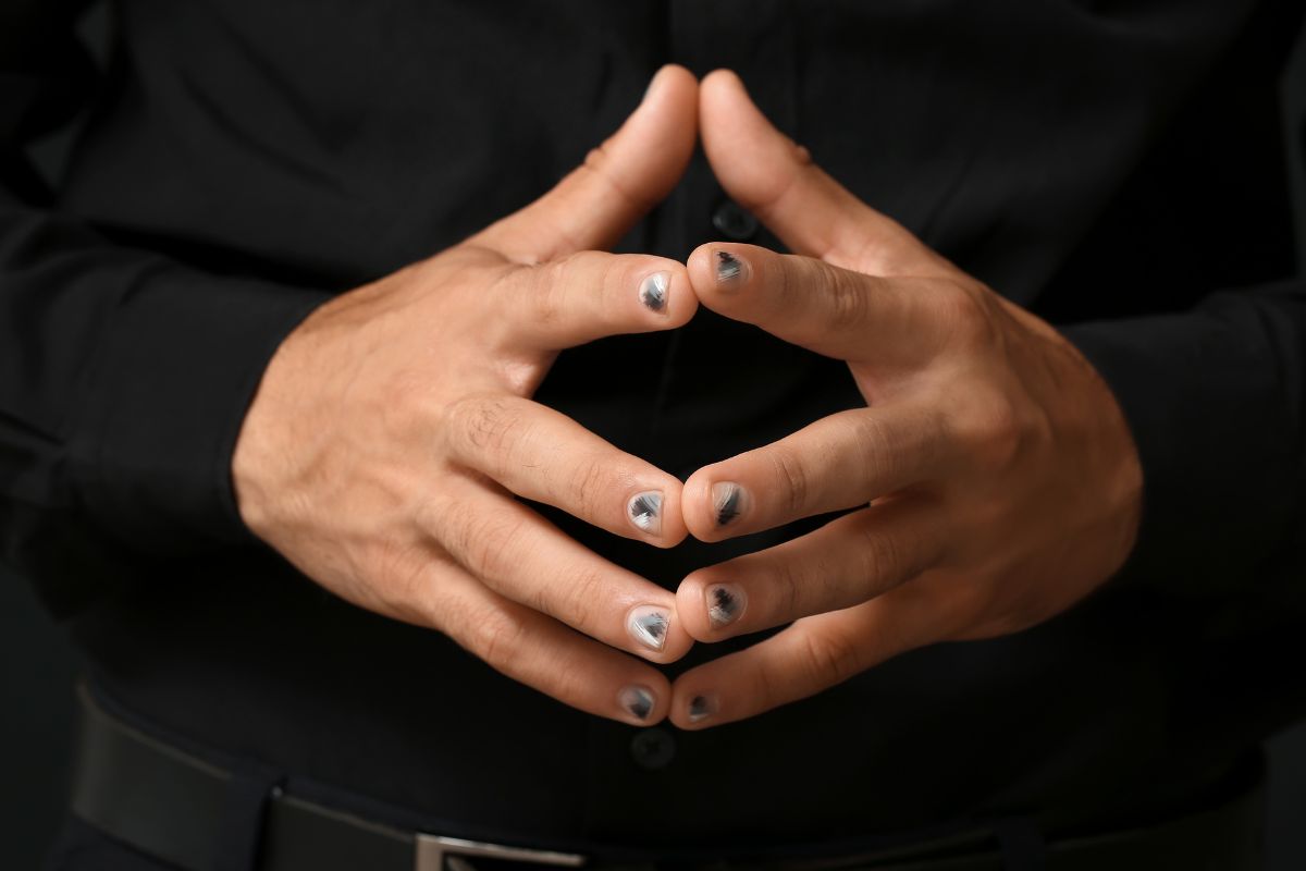 Male Nail Art Black Shirt Nail Artist Manicure