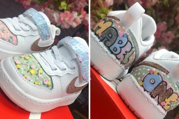 Sophie's decorated trainers for her husband's goddaughter.