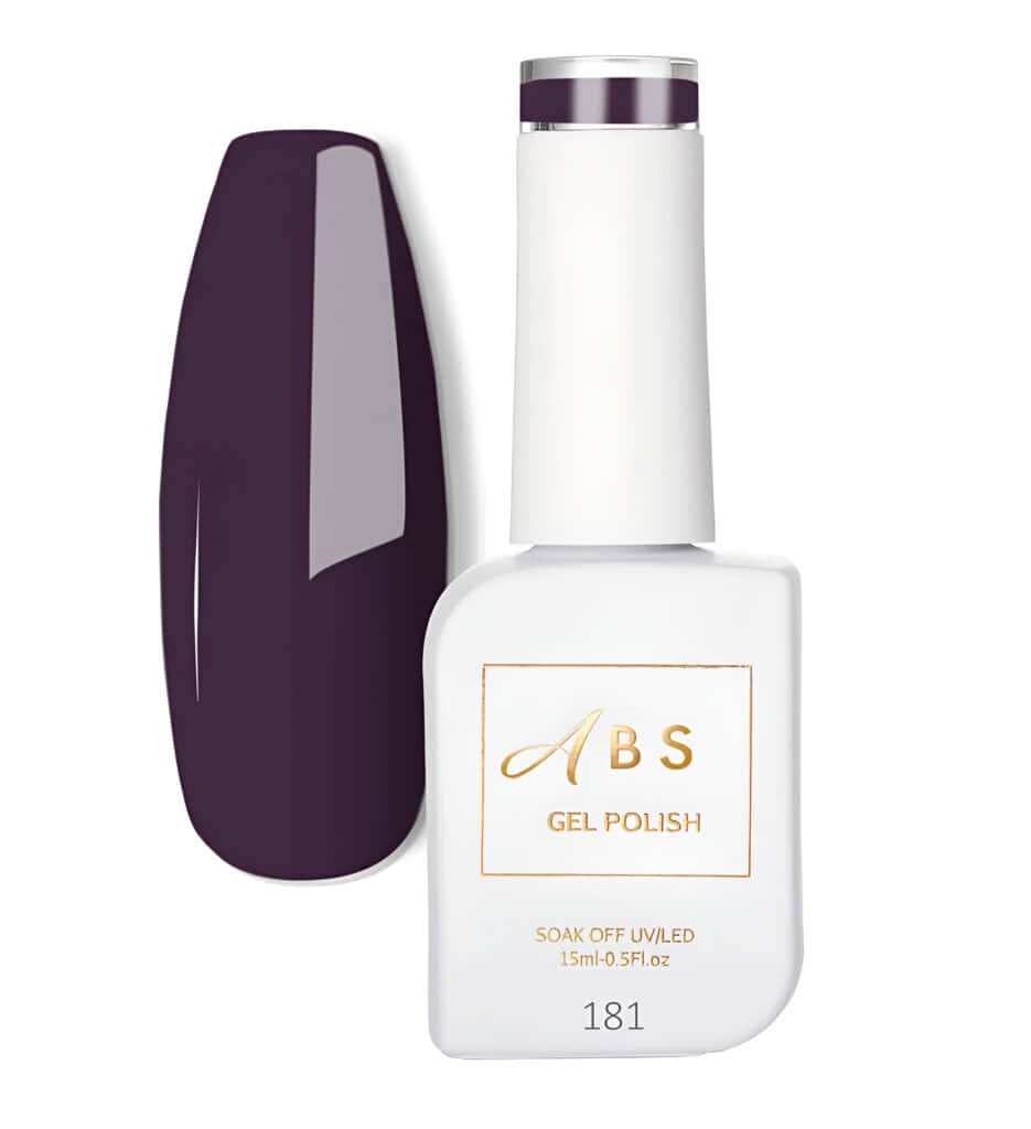 ABS Gel Polish 181 bottle with deep plum swatch