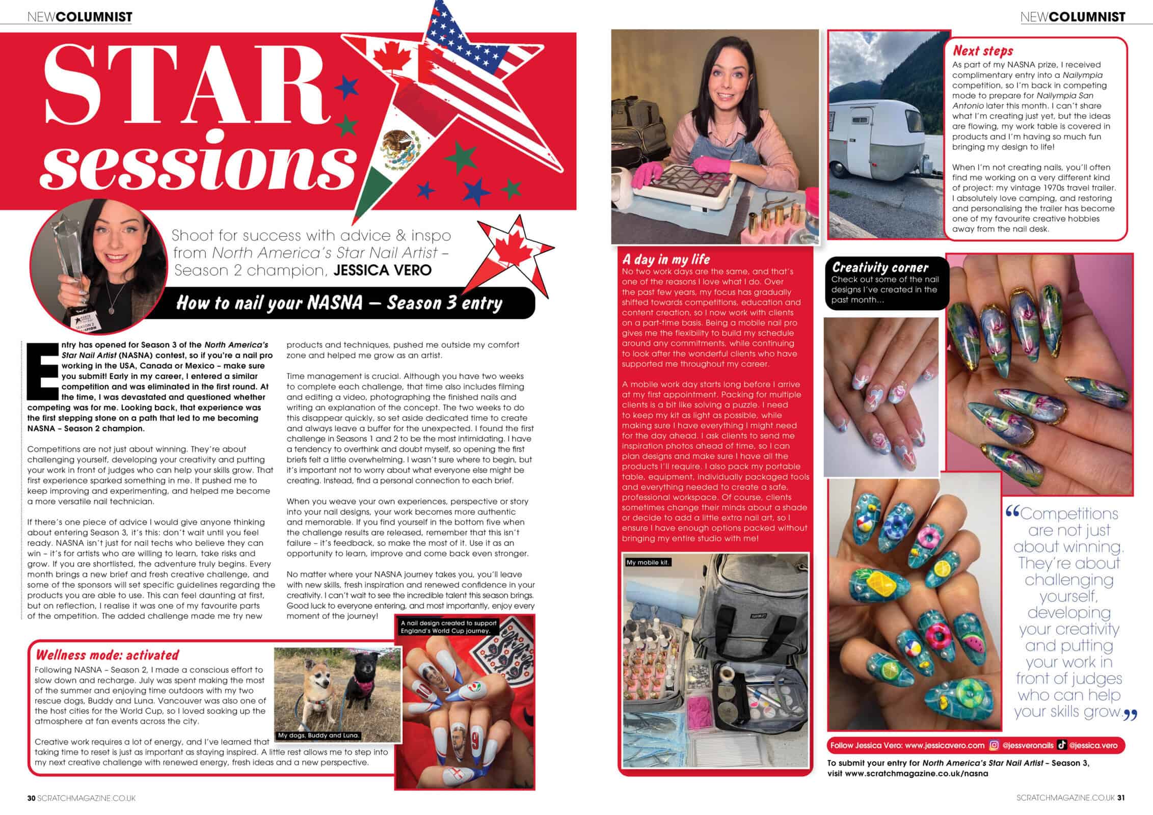 Magazine feature on Jessica Vero’s patriotic nail art