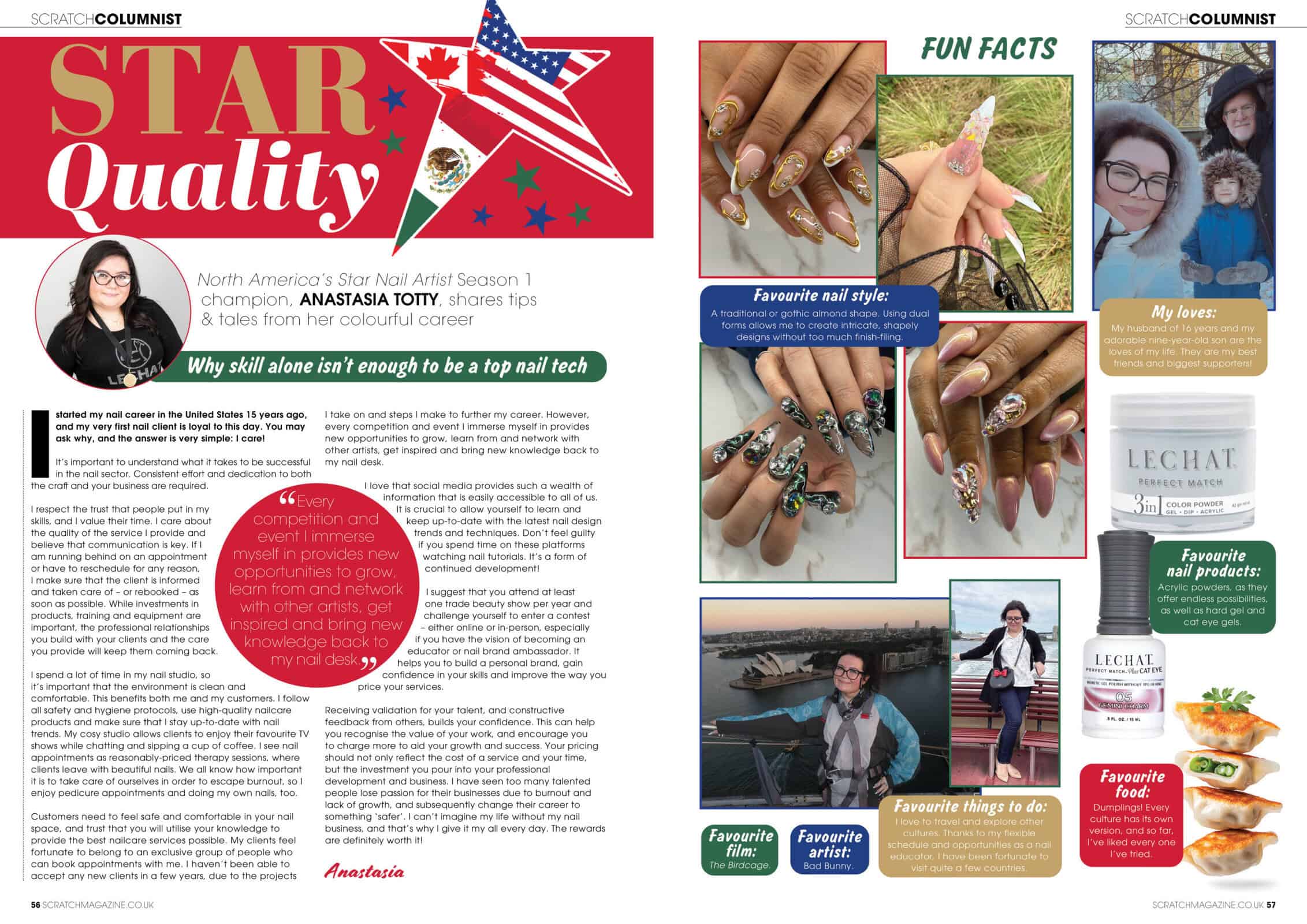 Magazine profile of nail artist Anastasia Totty and nail designs