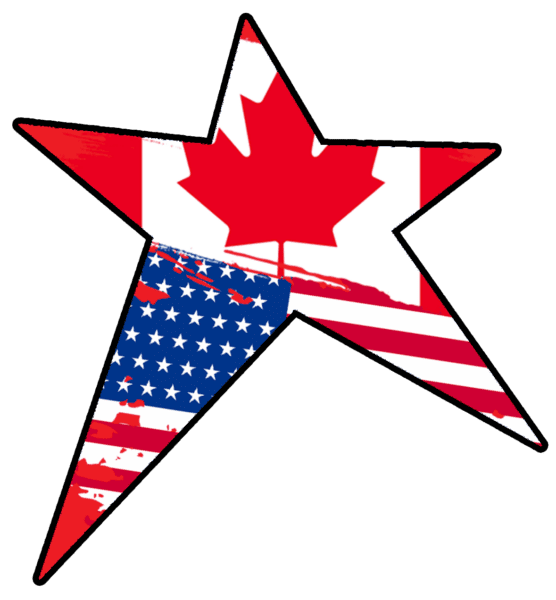Star combining Canadian and United States flags