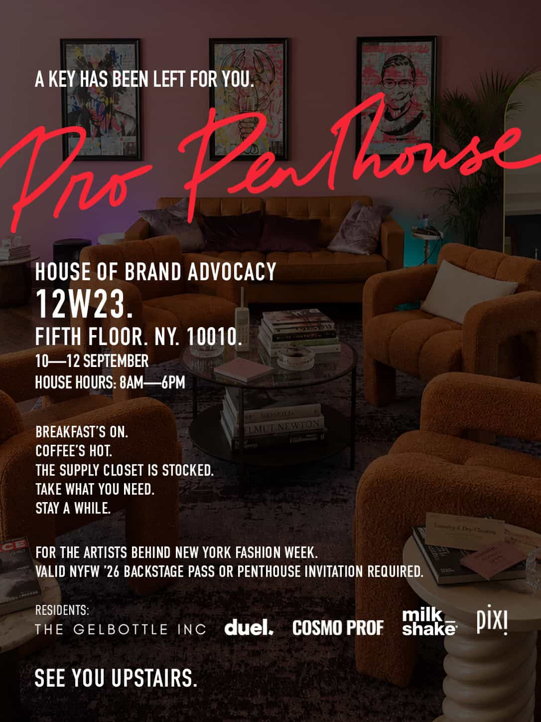 Pro Penhouse New York Fashion Week lounge event poster