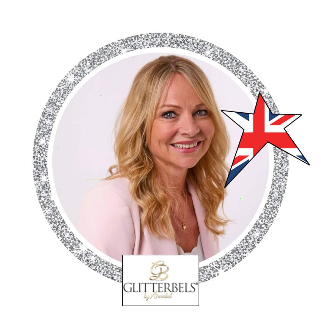 Portrait of a smiling woman with Union Jack star